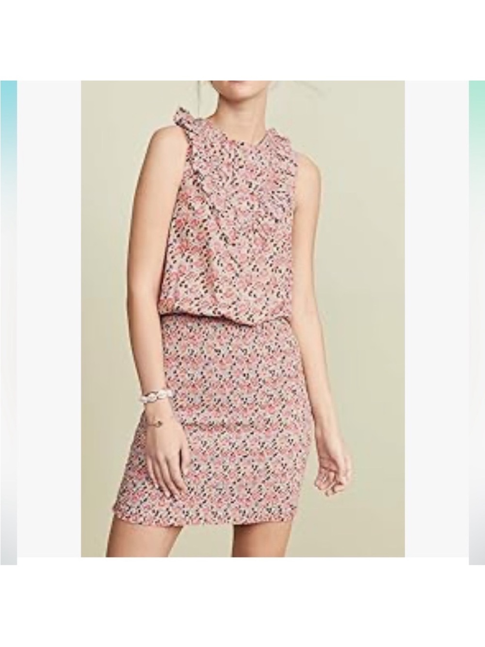 Free people 🌸🌸Sleeveless Pink Floral Ruffle Dress